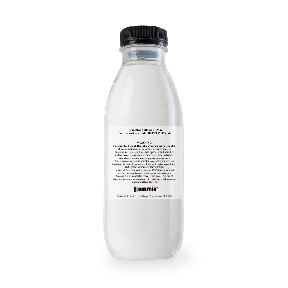 500ml bottle of 99.9% pure pharmaceutical grade DMSO liquid, clear and colorless, suitable for various applications.