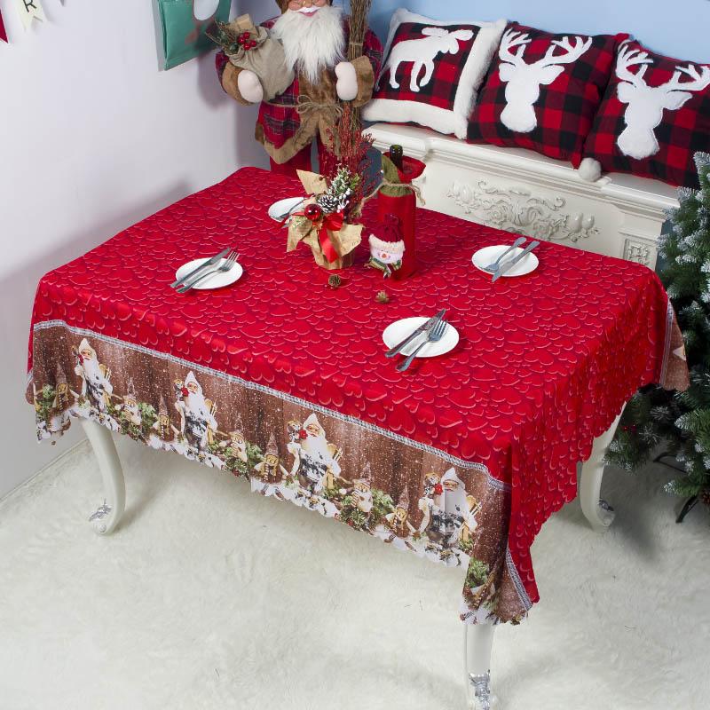 A festive Christmas tablecloth featuring vibrant holiday designs, perfect for enhancing your holiday dining experience.