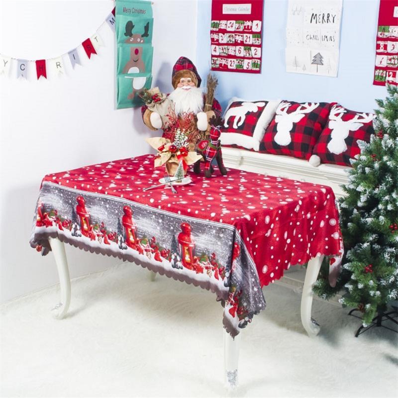 A festive Christmas tablecloth featuring vibrant holiday designs, perfect for enhancing your holiday dining experience.