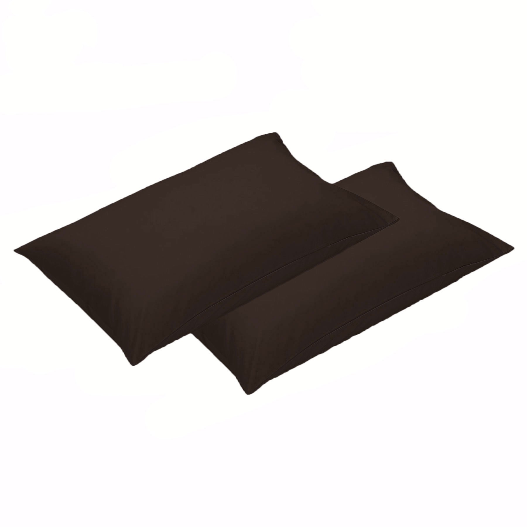 A pair of luxurious 500TC cotton standard pillowcases in chocolate color, showcasing their soft texture and elegant design.