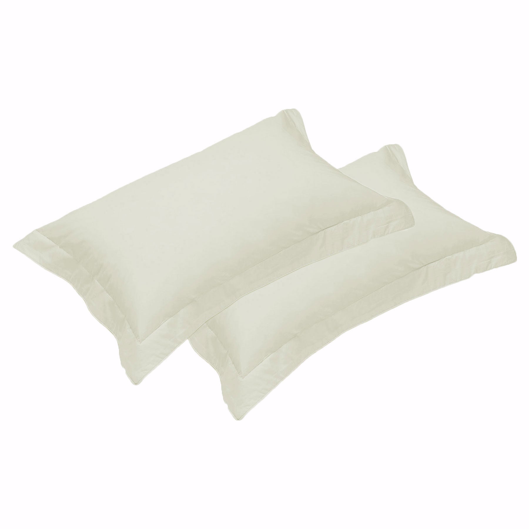 A pair of luxurious 500TC Egyptian Cotton tailored standard pillowcases in Vanilla color, showcasing their soft texture and elegant design.