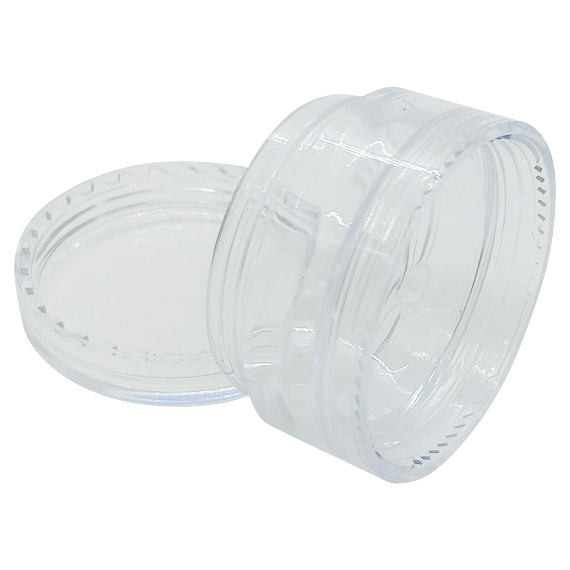 A set of 50 clear 3ml lip balm containers with lids, ideal for storing cosmetics and creams.