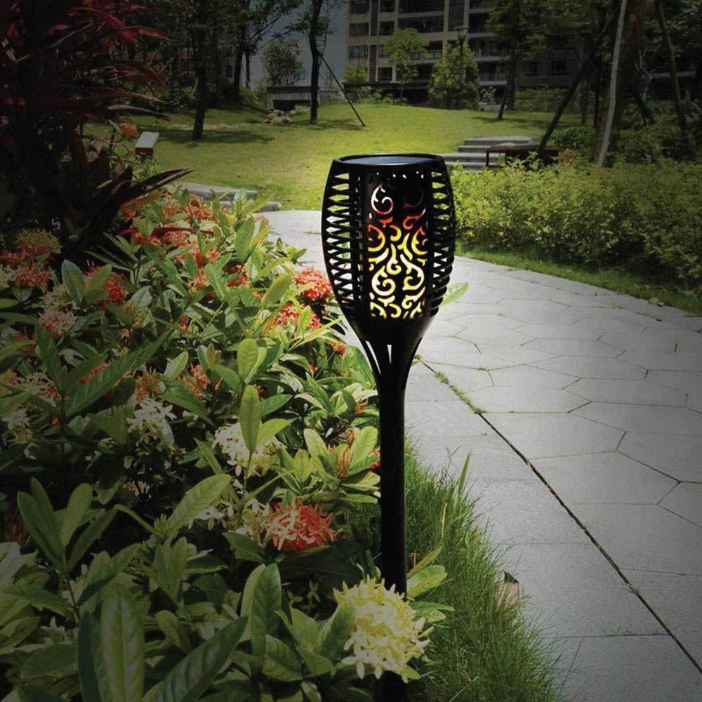 51 LED Solar Garden Light with flickering flame effect, perfect for outdoor pathways and gardens.