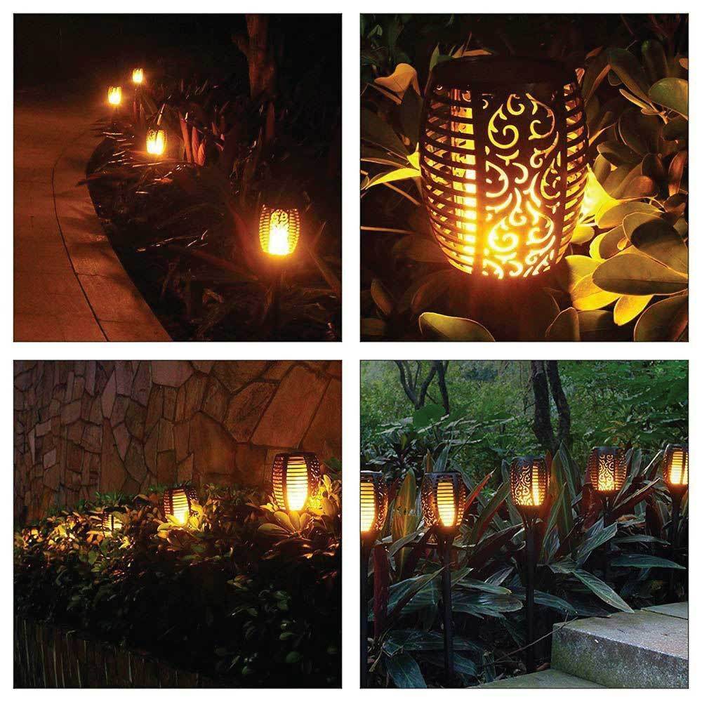 51 LED Solar Garden Light with flickering flame effect, perfect for outdoor pathways and gardens.