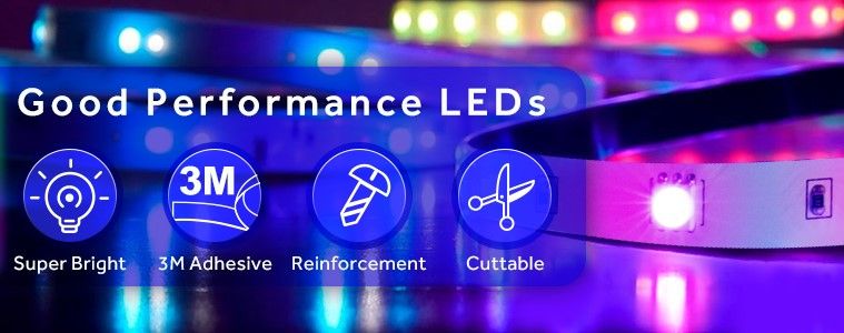 5M LED Strip Lights Rope Light showcasing vibrant colors and remote control features, ideal for bedroom and home decoration.