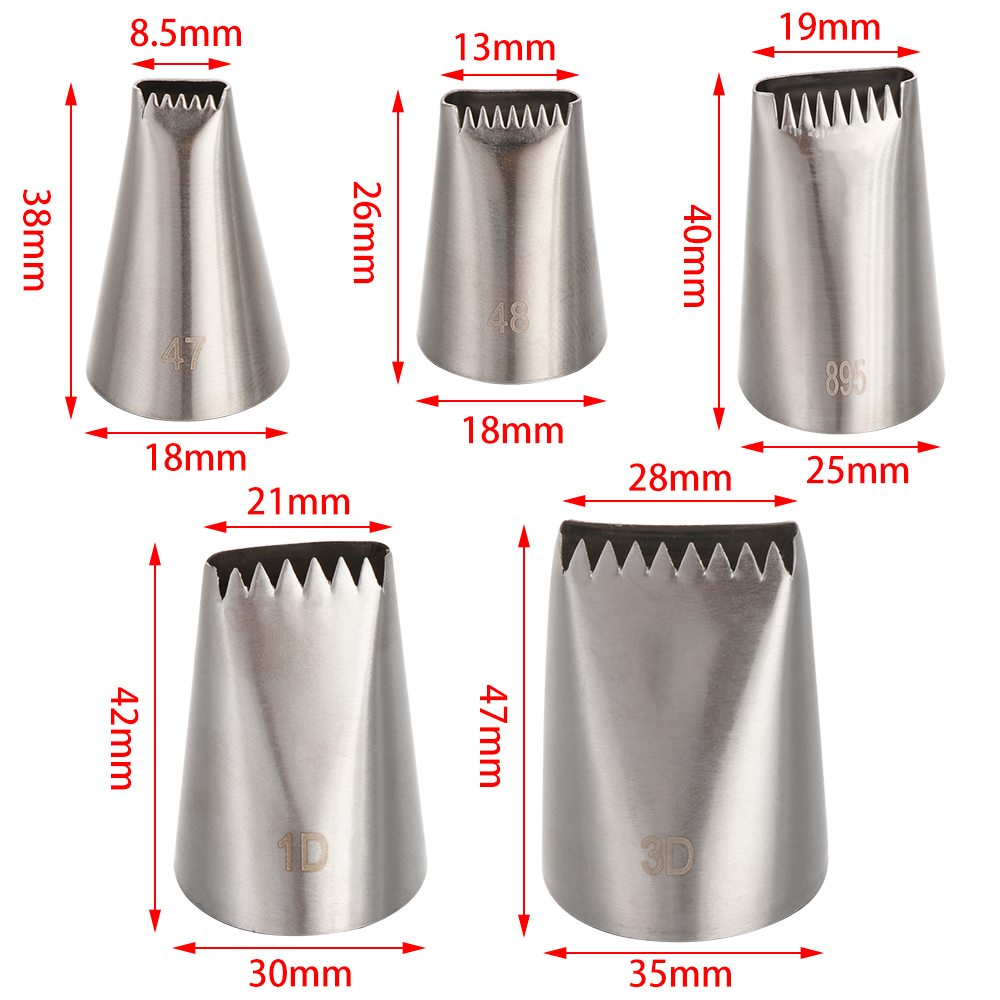 Metal piping nozzles with measurements.