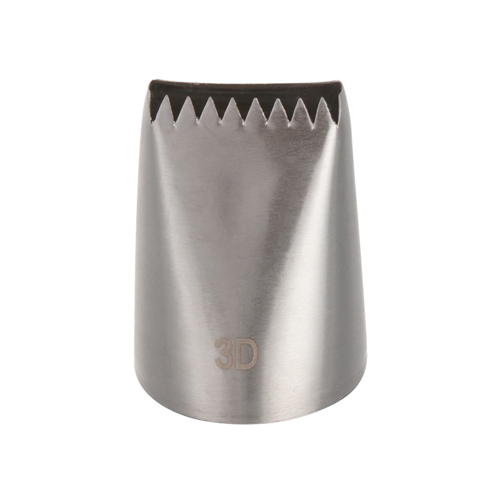 Metal piping tip with jagged edge.