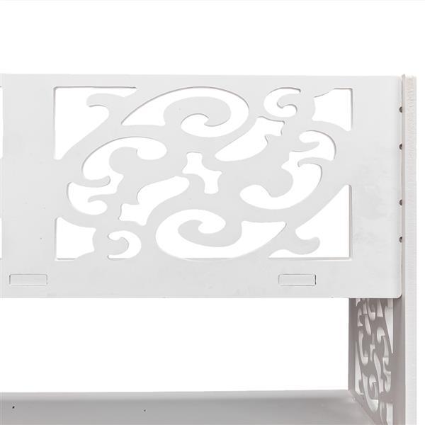 5-Tiers Carved Shoe Rack made of waterproof wood-plastic board, featuring five spacious tiers in a stylish white finish.