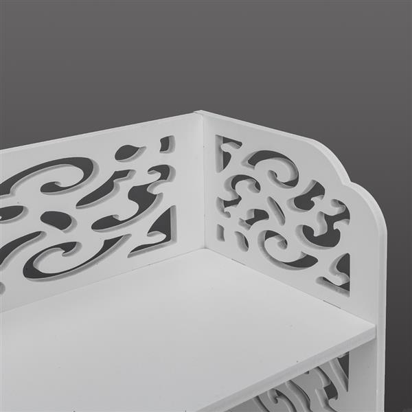 5-Tiers Carved Shoe Rack made of waterproof wood-plastic board, featuring five spacious tiers in a stylish white finish.