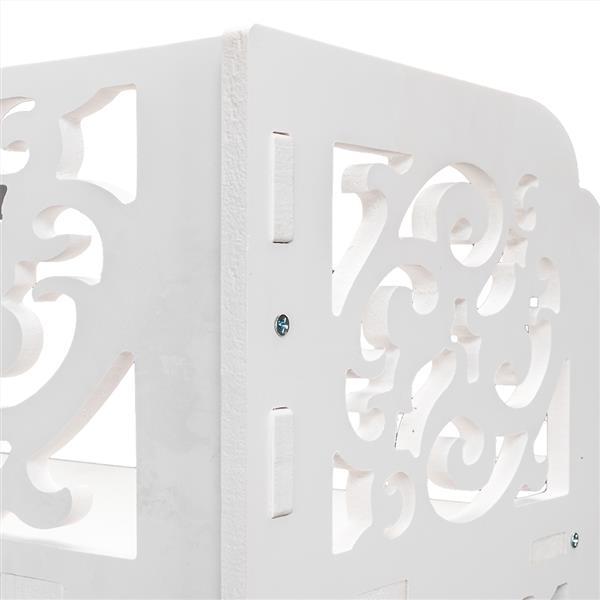 5-Tiers Carved Shoe Rack made of waterproof wood-plastic board, featuring five spacious tiers in a stylish white finish.