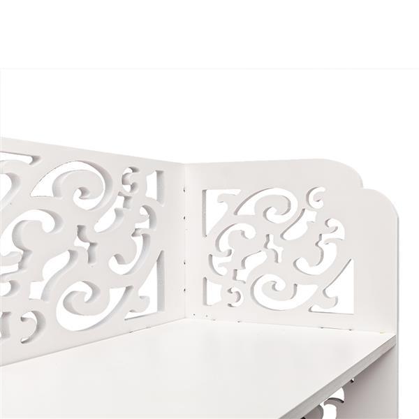 5-Tiers Carved Shoe Rack made of waterproof wood-plastic board, featuring five spacious tiers in a stylish white finish.