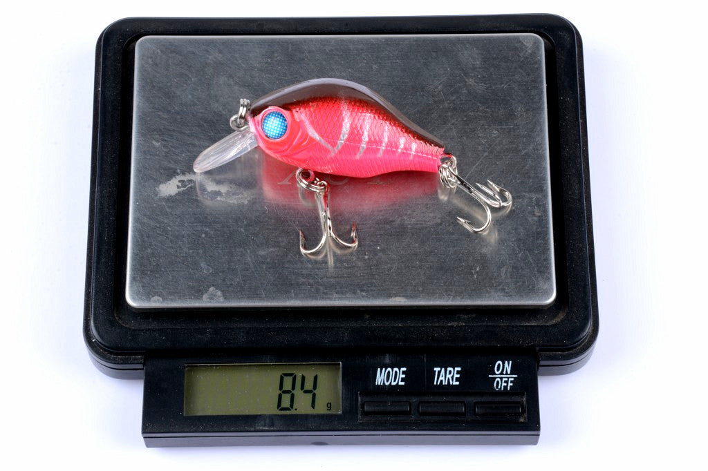 Five colorful 5.5cm Popper Crank Bait Fishing Lures displayed together, showcasing their realistic fish patterns and sharp hooks.