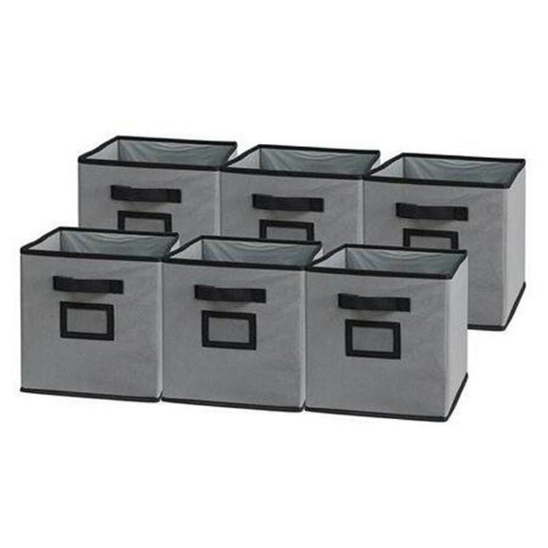 Set of 6 foldable cloth storage cube basket bins in various colors, designed for organizing clothing and household items.