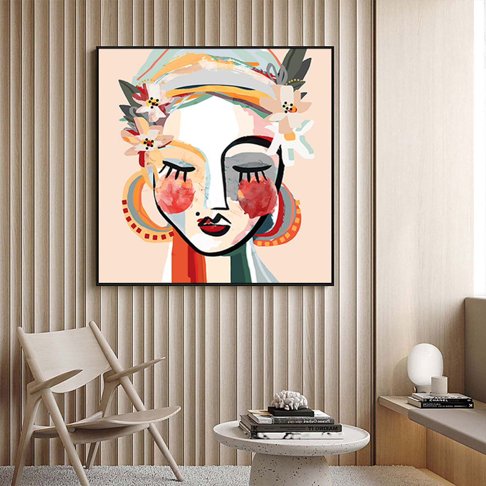 60cmx60cm Sophie Black Frame Canvas Wall Art featuring a modern design, gallery wrapped canvas, and a sleek black frame.