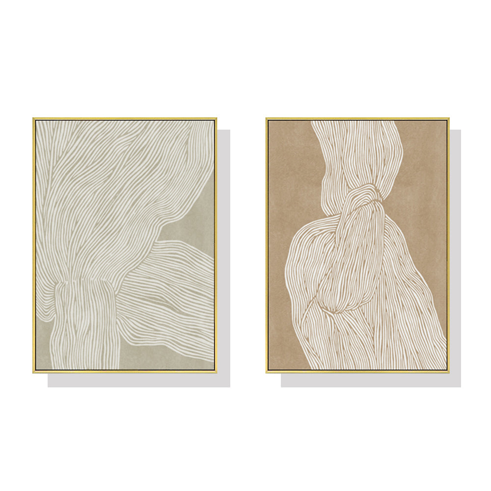 60cmx90cm Abstract Line Canvas Wall Art with Gold Frame, showcasing modern design and premium quality.