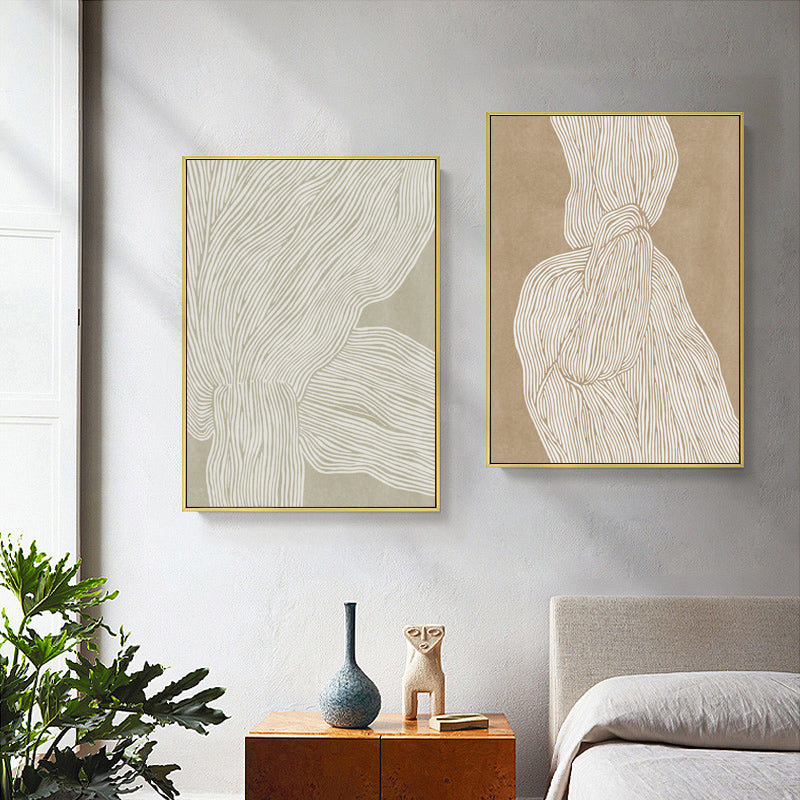 60cmx90cm Abstract Line Canvas Wall Art with Gold Frame, showcasing modern design and premium quality.