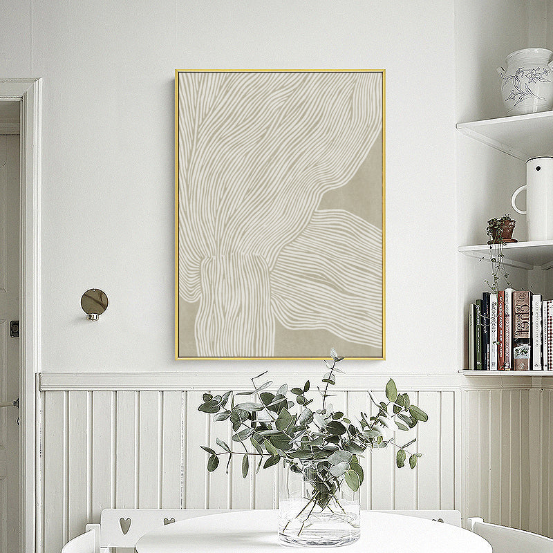 60cmx90cm Abstract Line Canvas Wall Art with Gold Frame, showcasing modern design and premium quality.