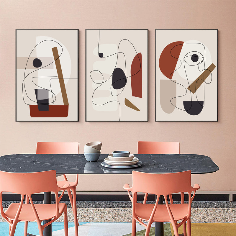 60cmx90cm Abstract Line Art by Picasso in a black frame, showcasing a modern and elegant design perfect for home decor.