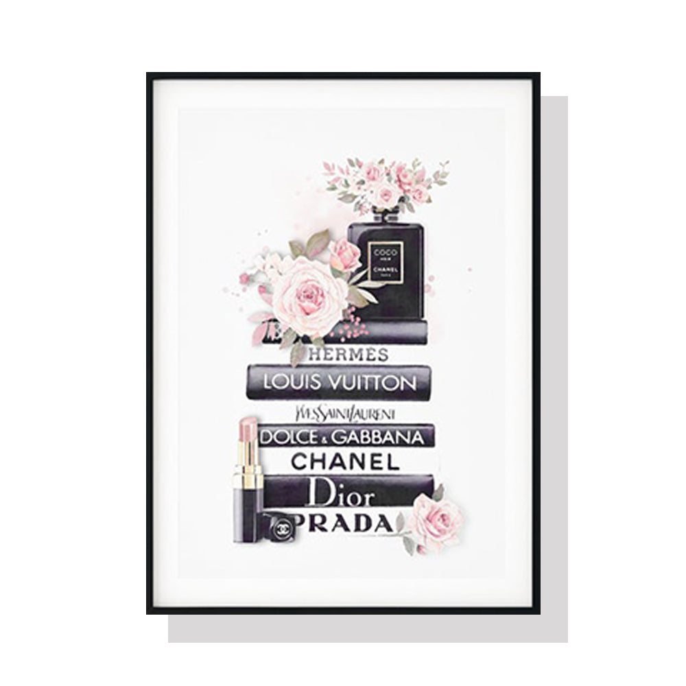 60cmx90cm Fashion Book Canvas Wall Art in a black frame, showcasing a stylish design perfect for home decor.