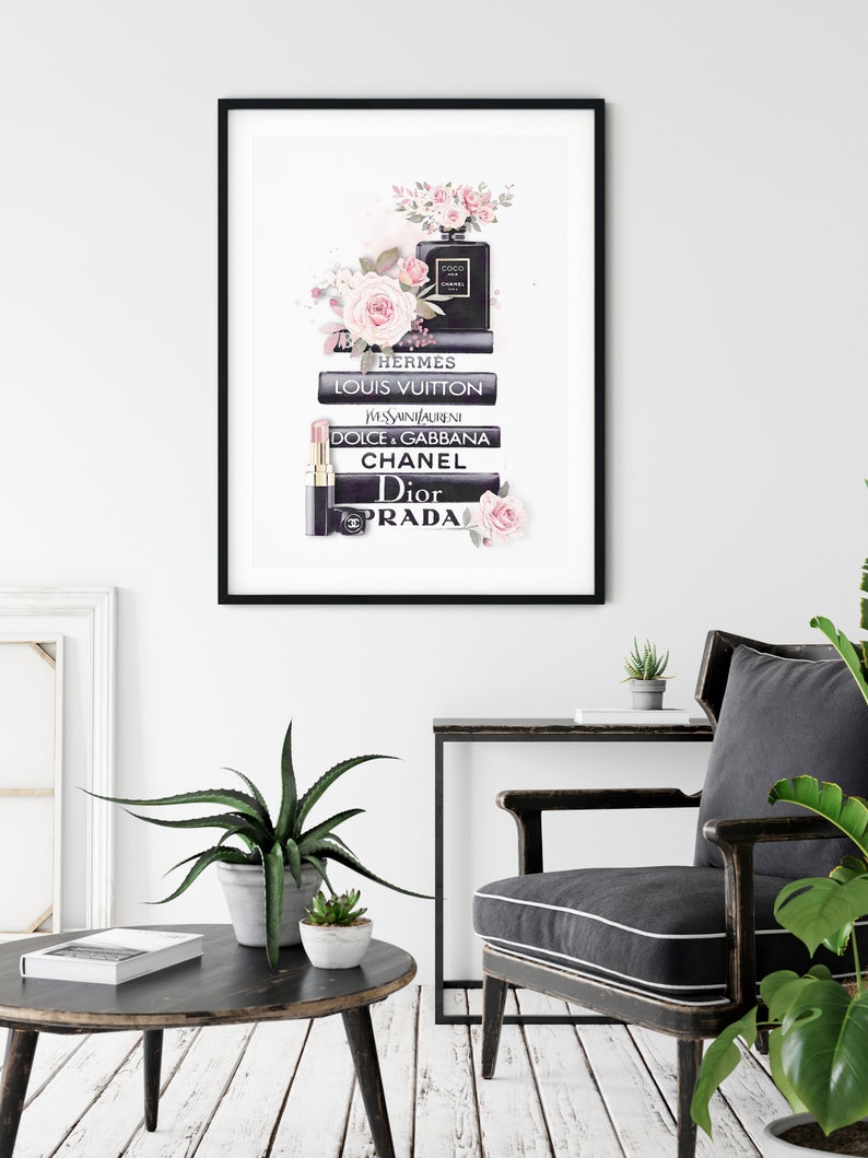 60cmx90cm Fashion Book Canvas Wall Art in a black frame, showcasing a stylish design perfect for home decor.