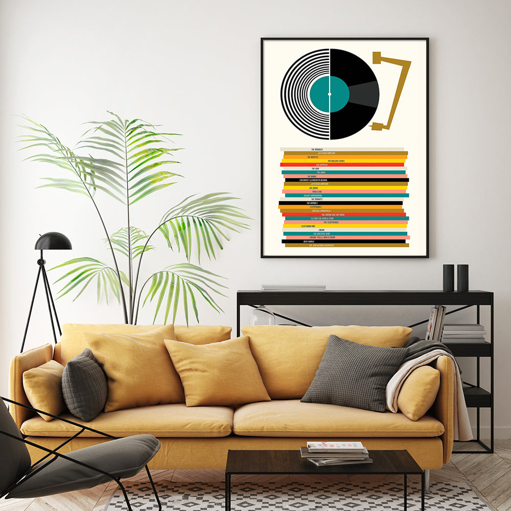 60cmx90cm Music Black Frame Canvas Wall Art featuring vibrant colors and a modern floating frame design.