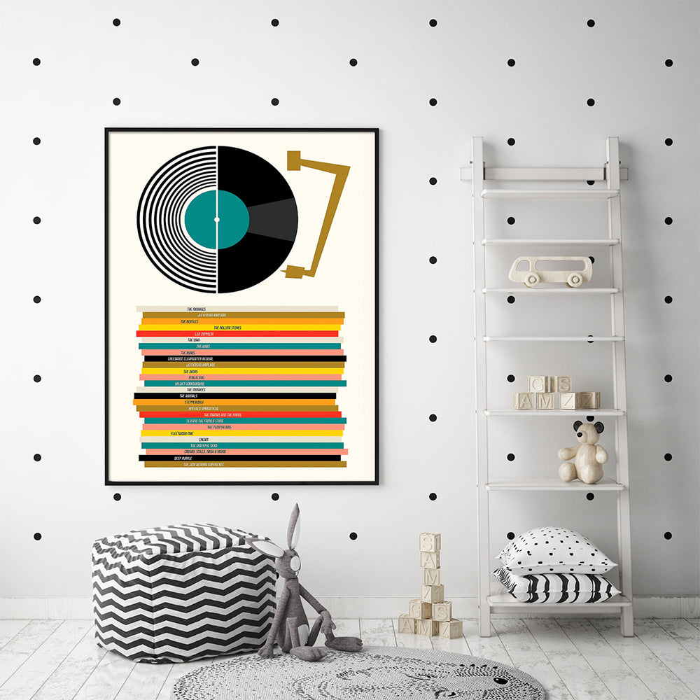 60cmx90cm Music Black Frame Canvas Wall Art featuring vibrant colors and a modern floating frame design.