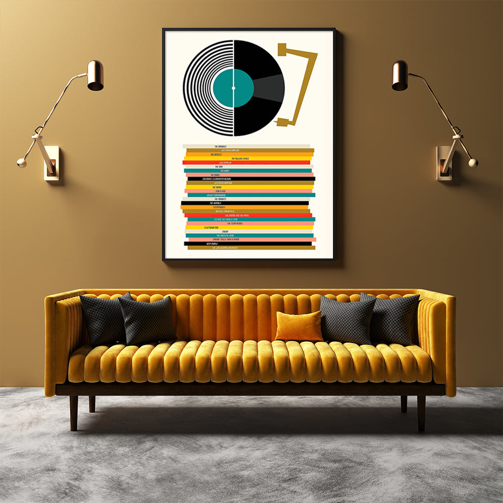 60cmx90cm Music Black Frame Canvas Wall Art featuring vibrant colors and a modern floating frame design.