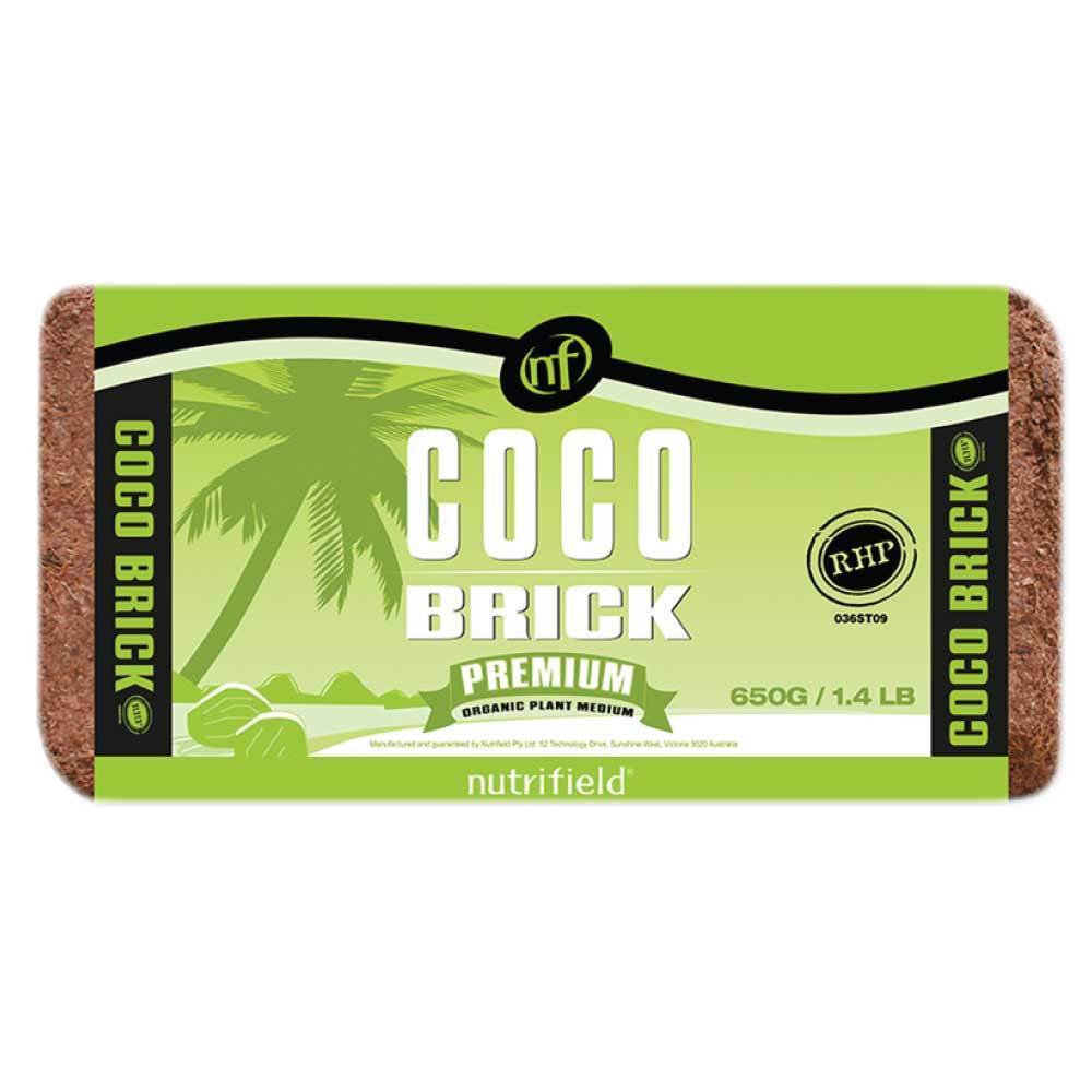 650g Coco Brick Premium Coir Peat Organic Plant Growth Medium, compressed block ready to expand into 9L of coir for optimal plant growth.