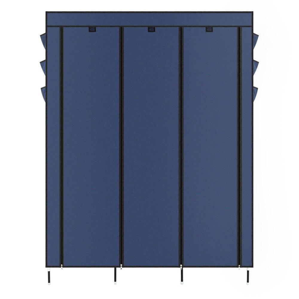 A stylish 69-inch high-leg wardrobe in dark blue, made of non-woven fabric with stainless steel frame, featuring 9 drawers for ample storage.