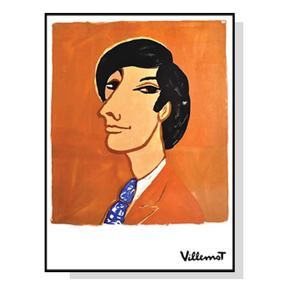 70cmx100cm Villemot 1971 Black Frame Canvas Wall Art showcasing a modern design with a floating frame effect.