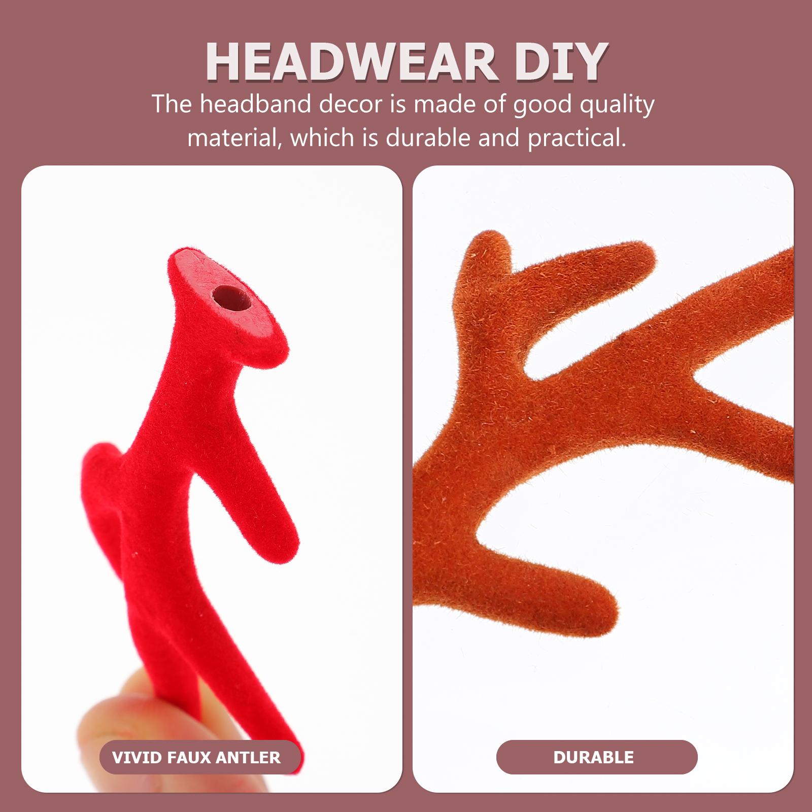 8pcs Christmas Simulation Antlers Headgear in coffee and red colors, perfect for festive DIY projects and celebrations.