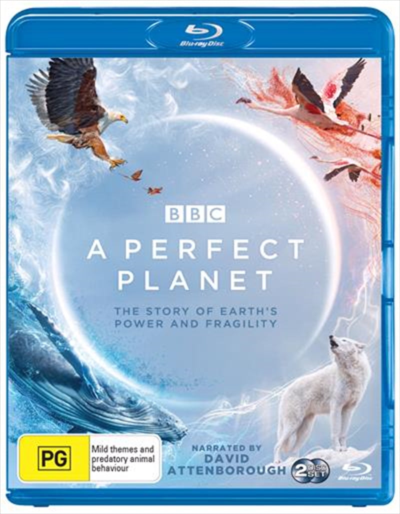 A Perfect Planet Blu-ray cover featuring stunning visuals of Earth and its ecosystems.