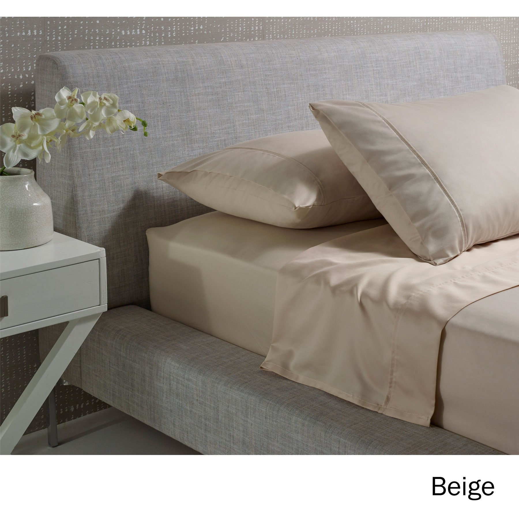 Accessorize 1000TC Cotton Rich Sheet Set in Beige for King Size Bed, featuring soft fabric and elegant design.