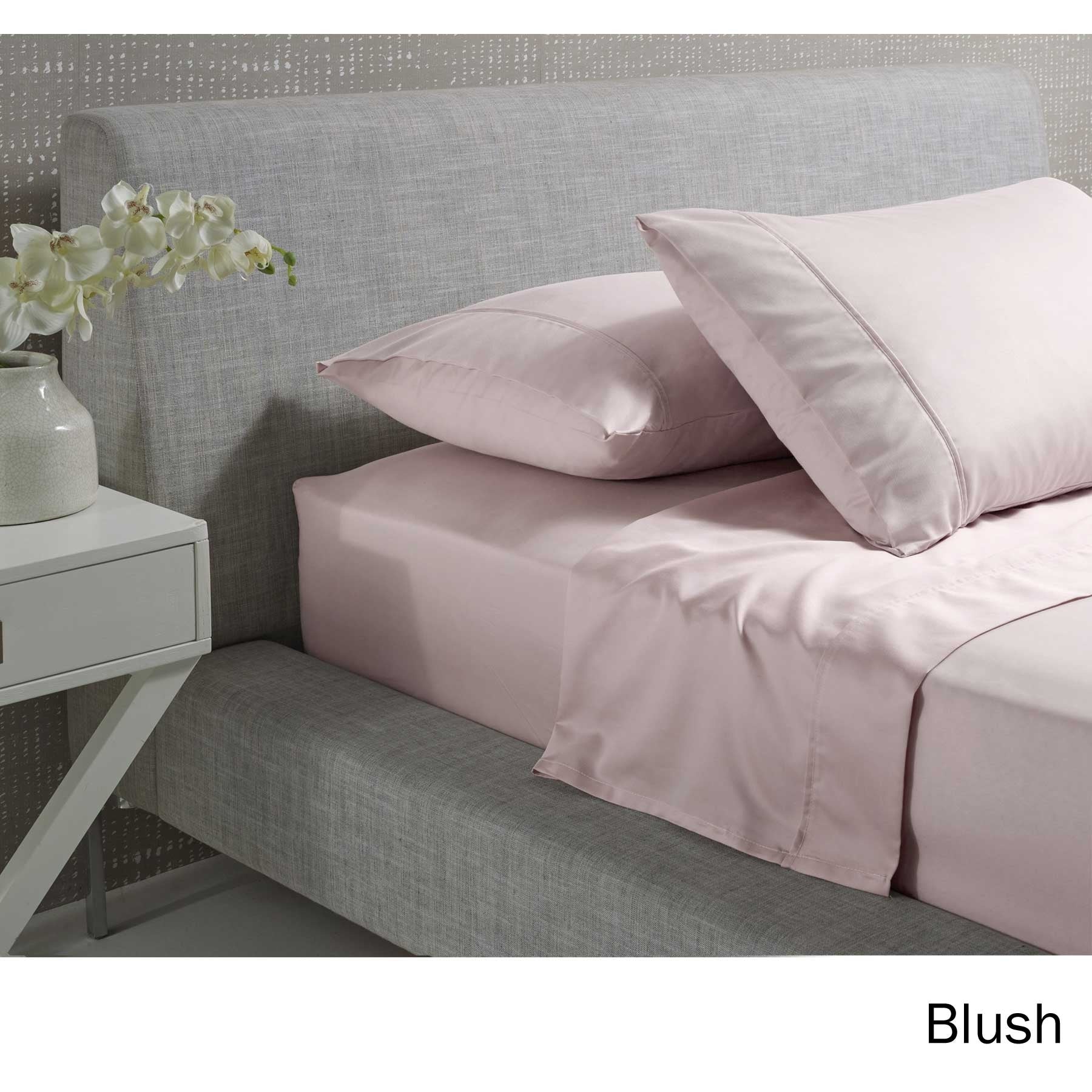 Accessorize 1000TC Cotton Rich Sheet Set in Blush King, featuring soft fabric and elegant design for luxurious bedroom decor.