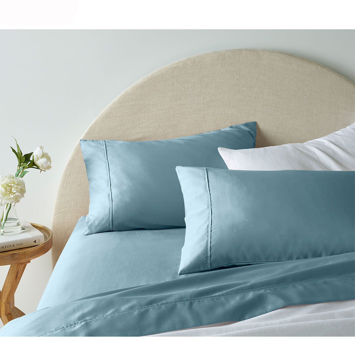 Accessorize 1900TC Cotton Rich Sheet Set in Blue, featuring a luxurious smooth finish and elegant solid design.