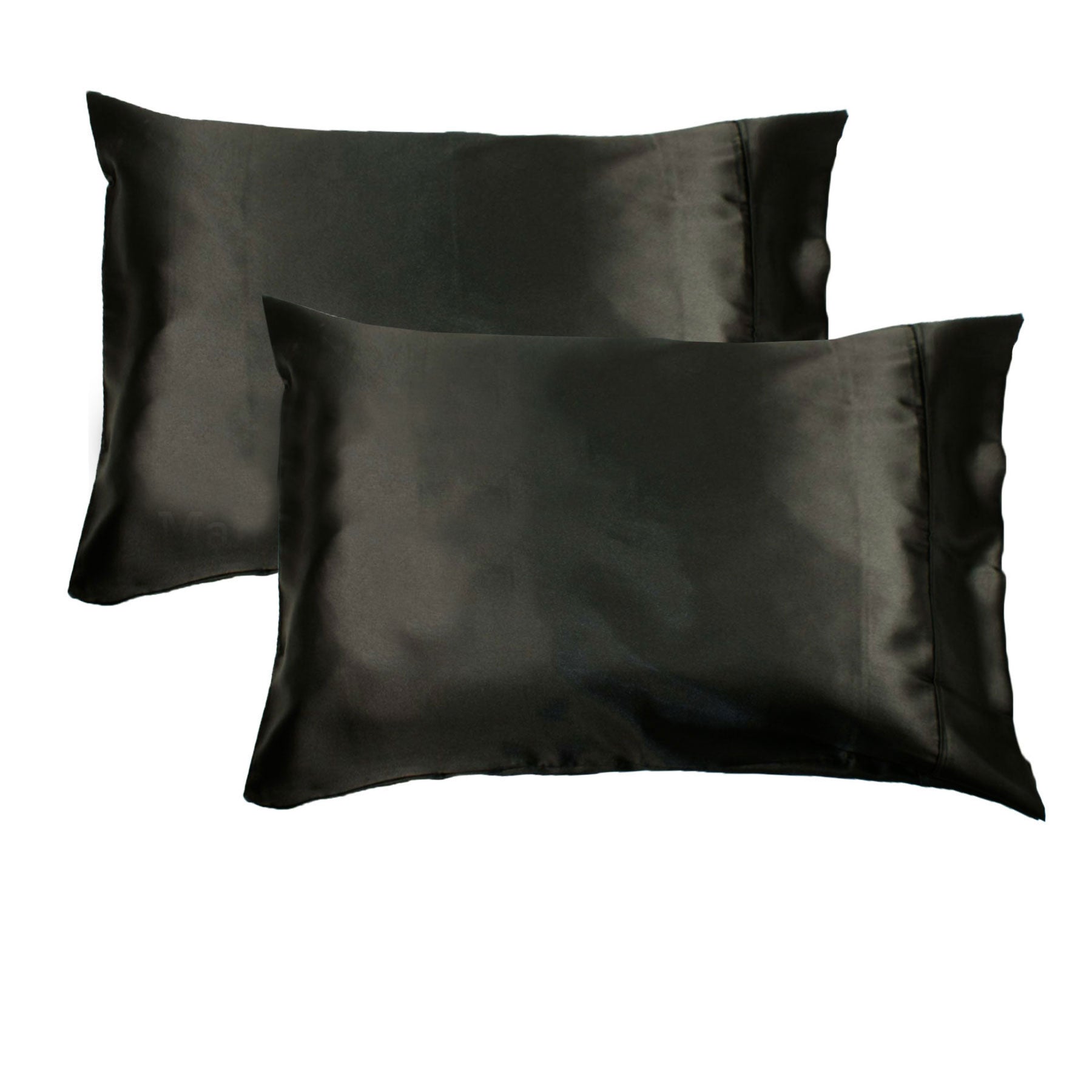 Accessorize 300TC Deluxe Essentials Satin Standard Pillowcases in Black, featuring a luxurious smooth texture and classic design.