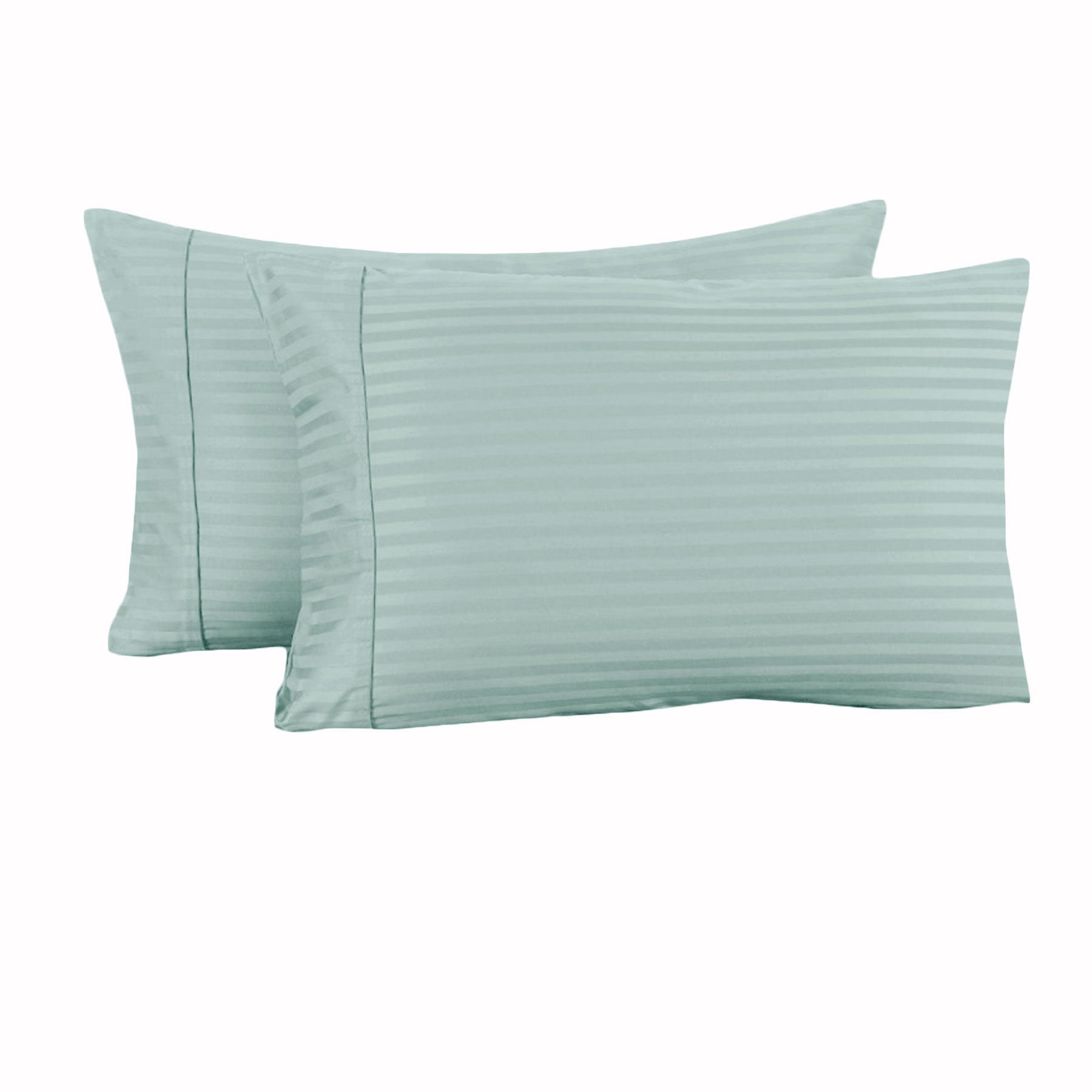 Accessorize 325TC Pair of Cuffed Standard Pillowcases in Blue with striped pattern design, made from soft 100% cotton.