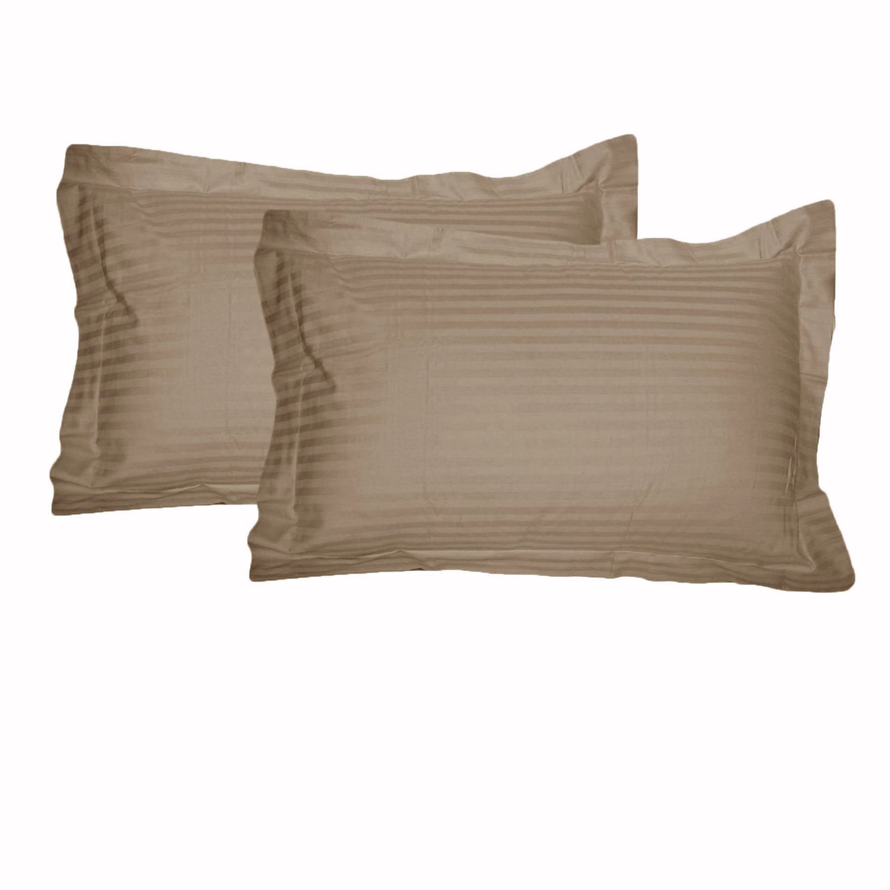 Accessorize 325TC tailored standard pillowcases in mocha with a stylish striped pattern, made from 100% cotton for comfort and durability.