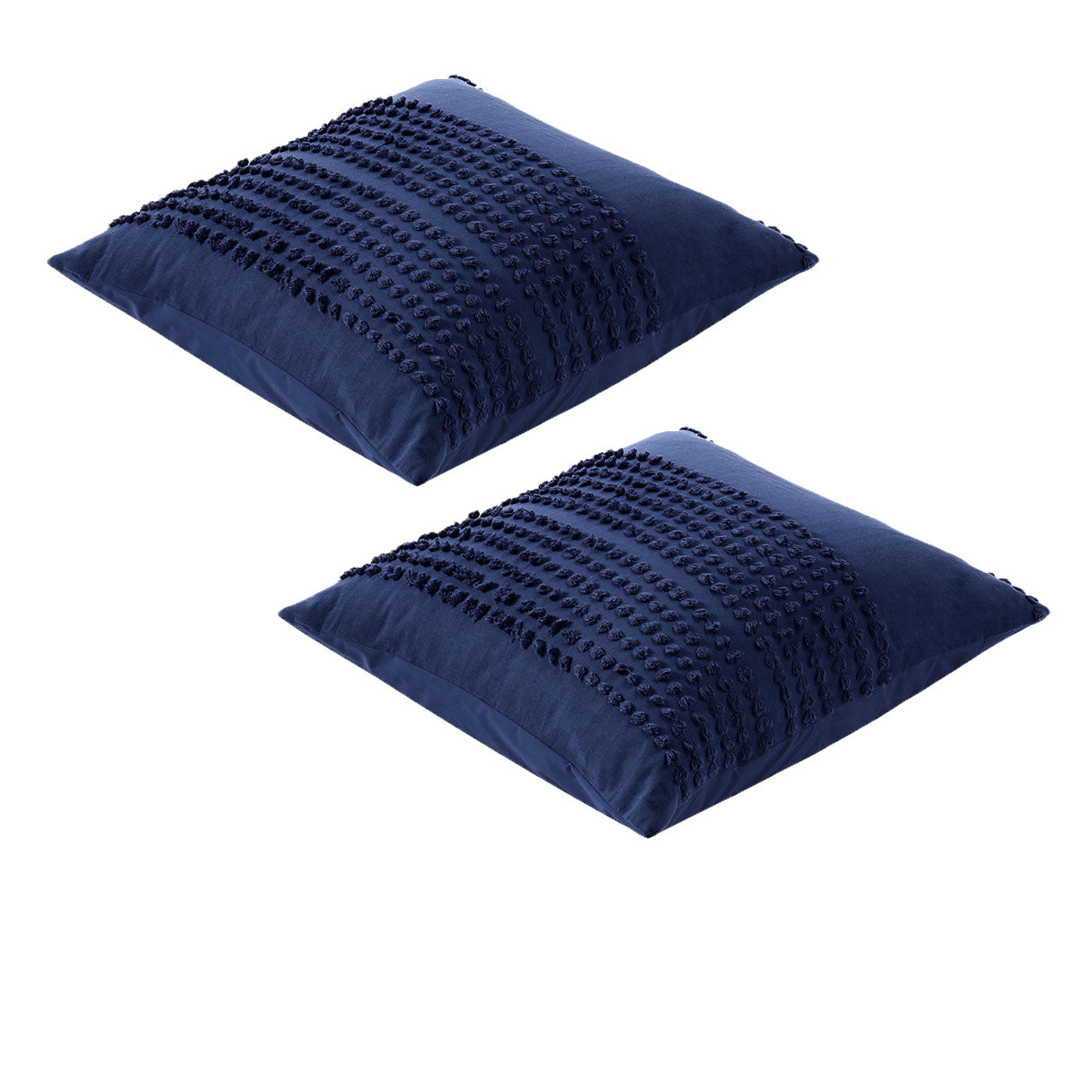 Accessorize Betty Dark Denim European Pillowcases featuring chic chenille dots design in a dark denim color, made from 100% cotton.