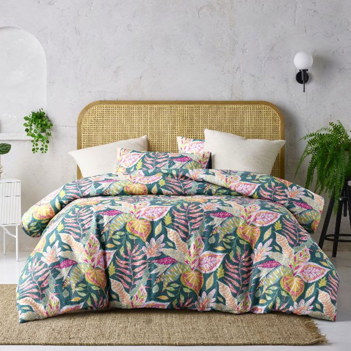 Accessorize Betty Carmila Printed Linen Cotton Quilt Cover Set featuring botanical design in vibrant colors.