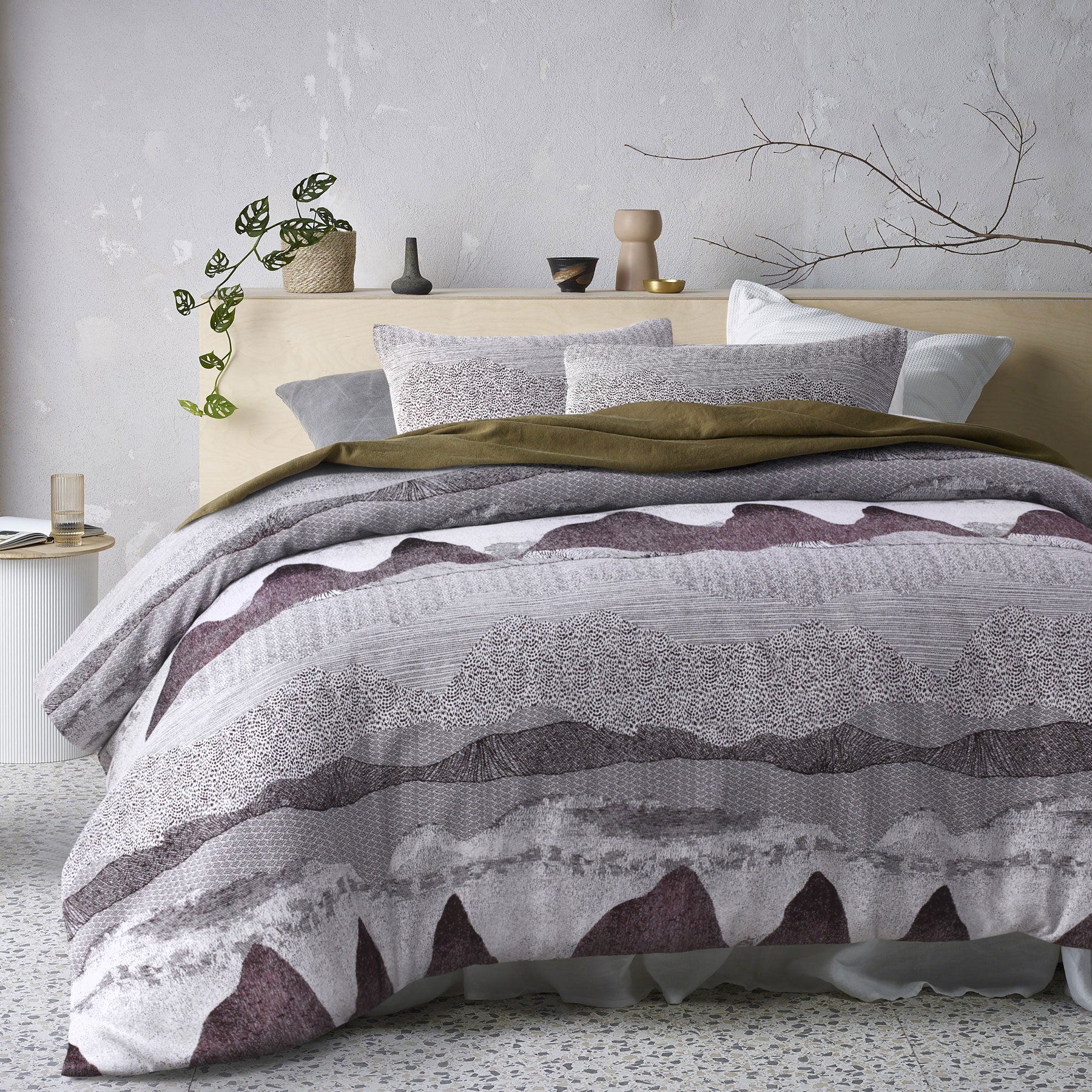 Accessorize Bulla Burgundy Quilt Cover Set featuring a yarn dyed satin design and plain Microfibre reverse, perfect for double beds.