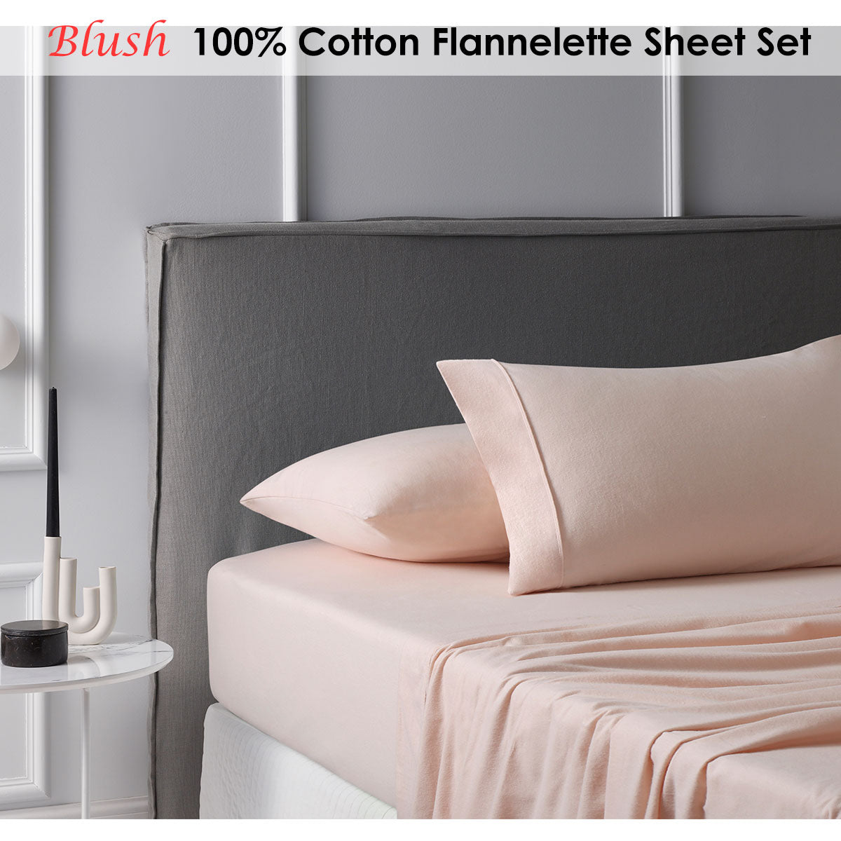 Accessorize Cotton Flannelette Sheet Set in Blush, featuring soft, warm fabric with elegant design options for winter bedding.