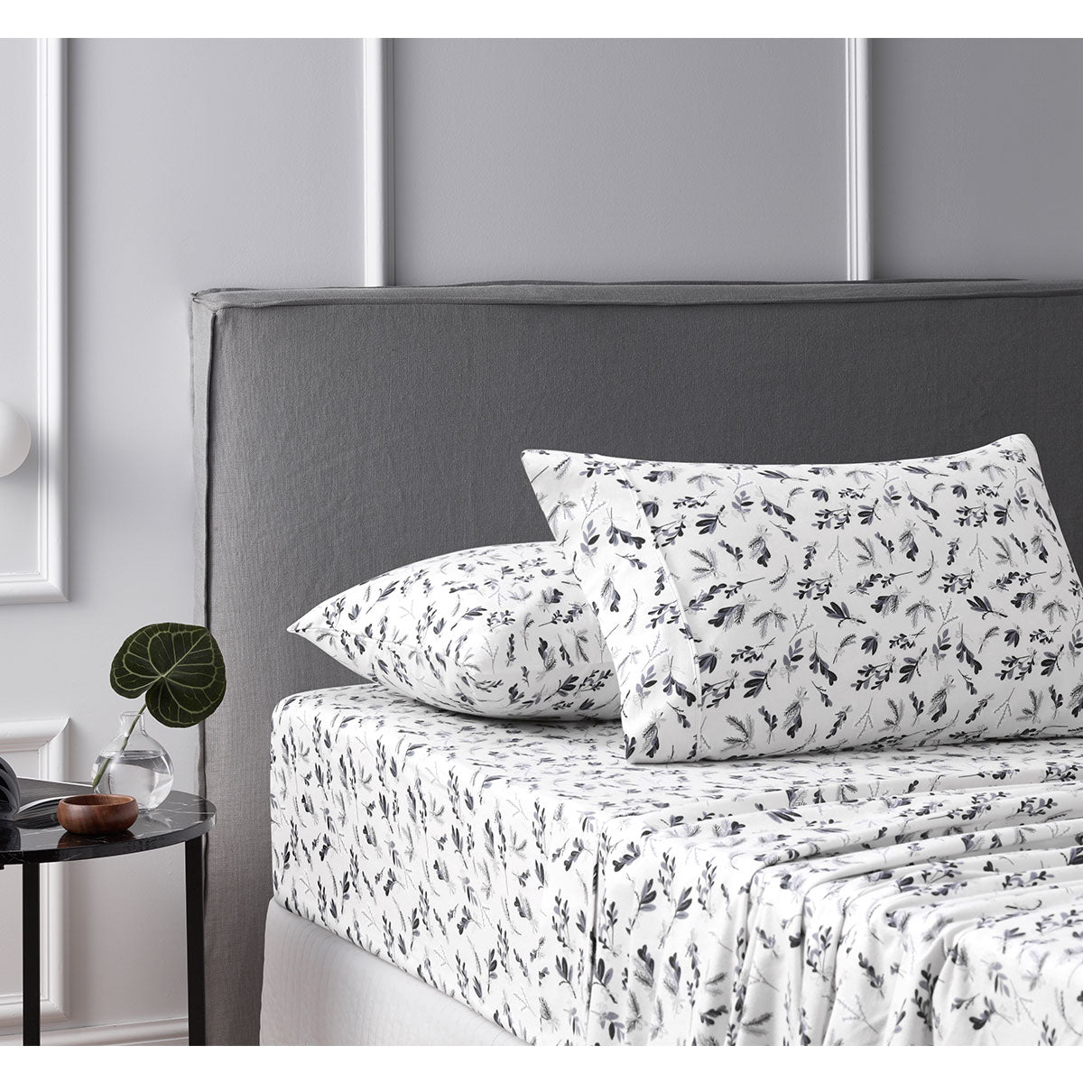 Accessorize Cotton Flannelette Sheet Set Botanical featuring floral patterns in soft cotton fabric, ideal for winter bedding.