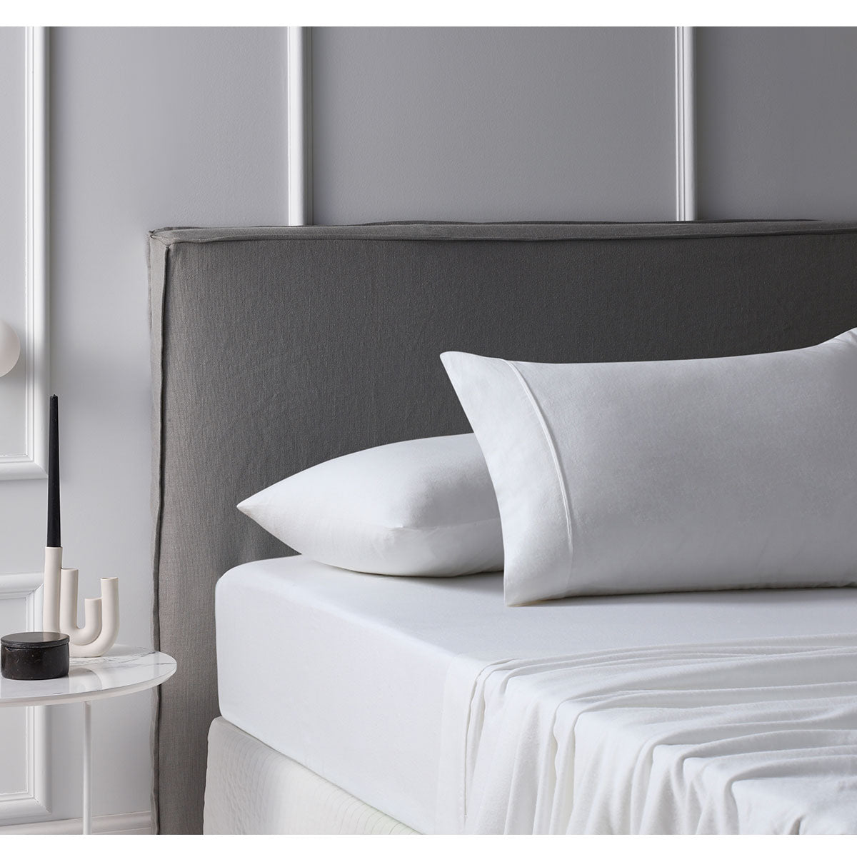 Accessorize Cotton Flannelette Sheet Set in White, featuring a flat sheet, fitted sheet, and two pillowcases, perfect for winter comfort.