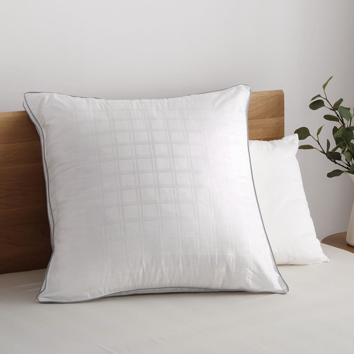 Accessorize Deluxe Hotel European Pillow in solid color, 65 x 65 cm, showcasing soft cotton fabric and plush polyester filling.