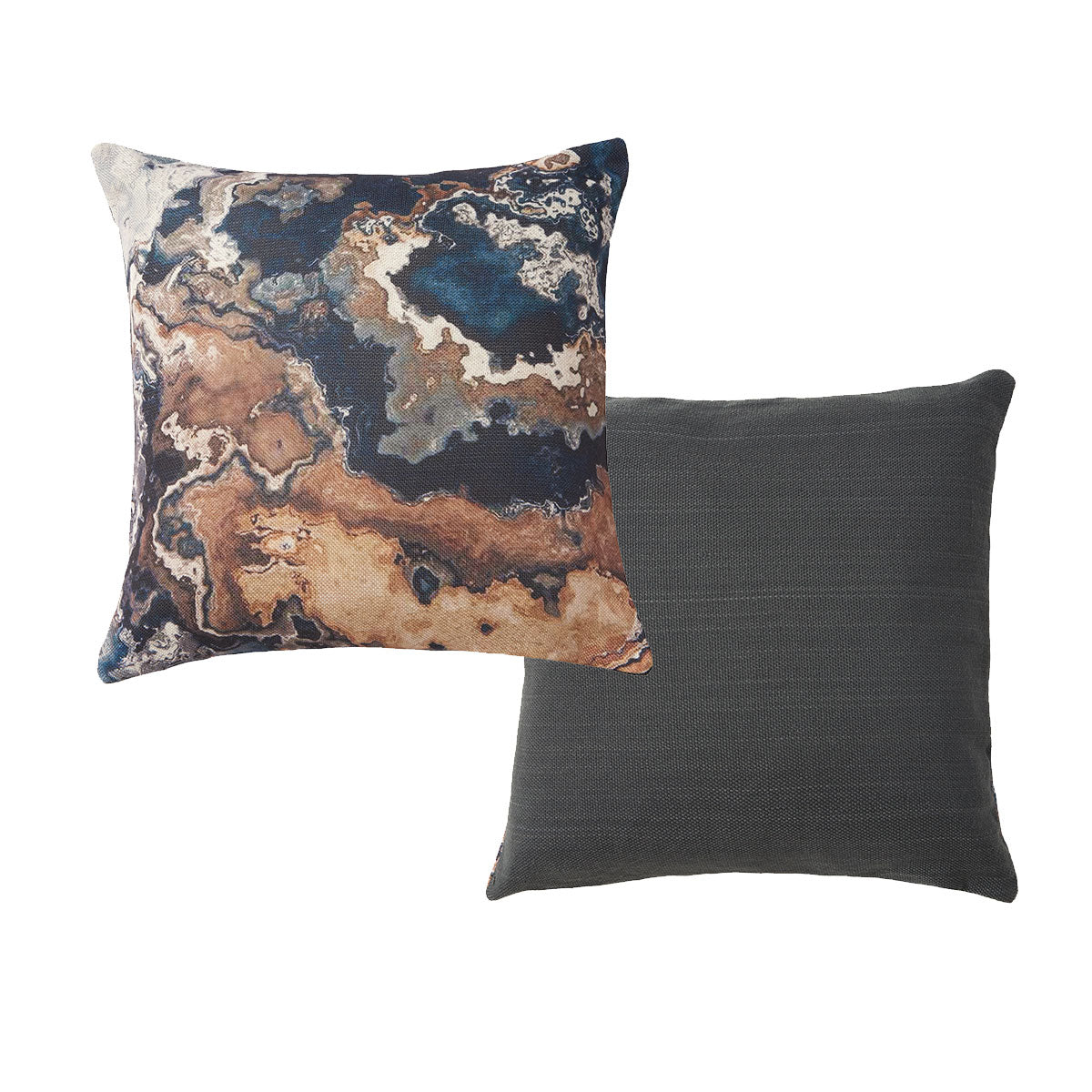 Accessorize Earth Filled Cushion 50 x 50 cm with a stylish Earth texture print in brown, grey, silver, cream, and navy colors.