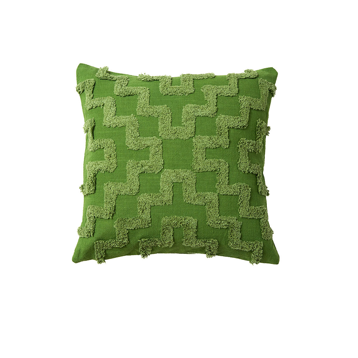 Accessorize Janni Green Filled Square Cushion with applique design, perfect for home decor.