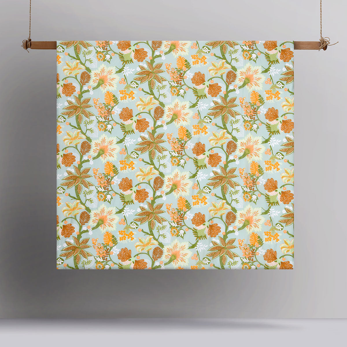 Accessorize Kienze Washed Cotton Printed Quilt Cover Set King featuring vibrant floral design in white, green, orange, and yellow tones.