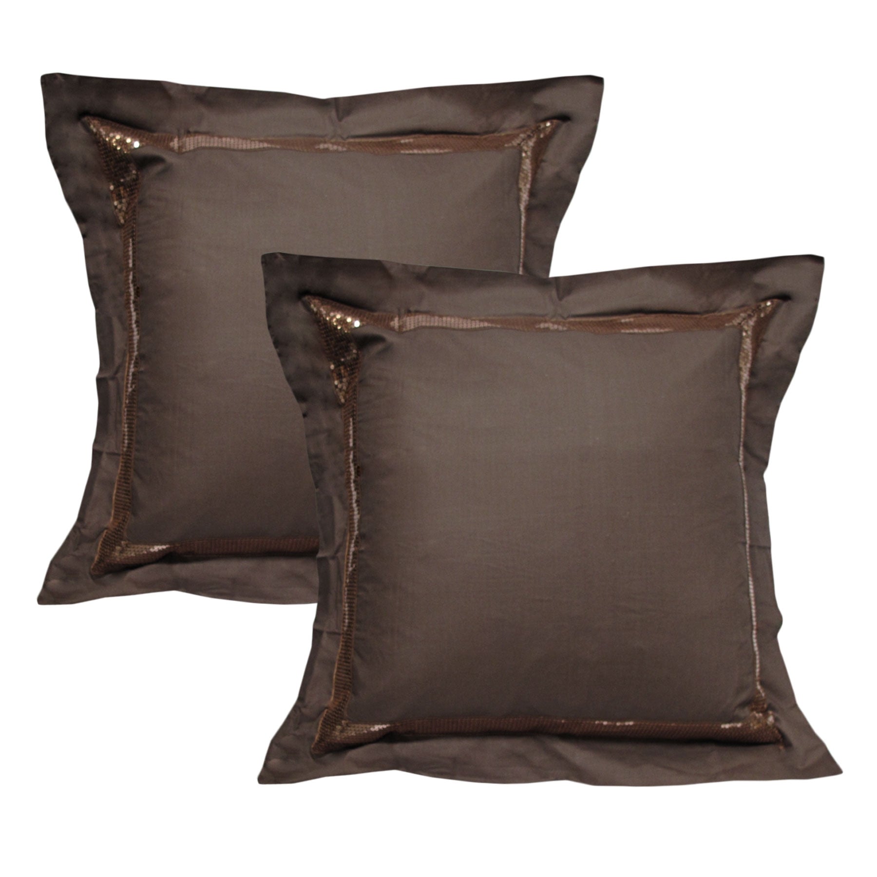 Accessorize Pair of Sequins Chocolate European Pillowcases, 65 x 65 cm, featuring a luxurious chocolate color with shimmering sequins.