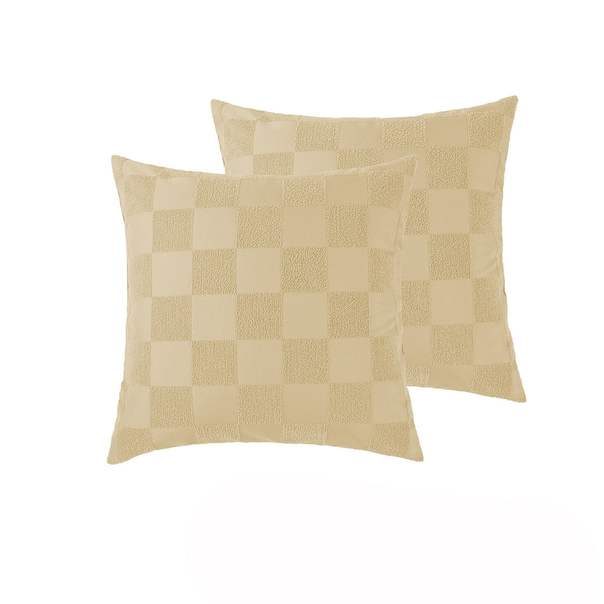 Accessorize Tipo Safari Chenille European Pillowcases in a chic grid pattern, showcasing a soft polyester front and cotton reverse.